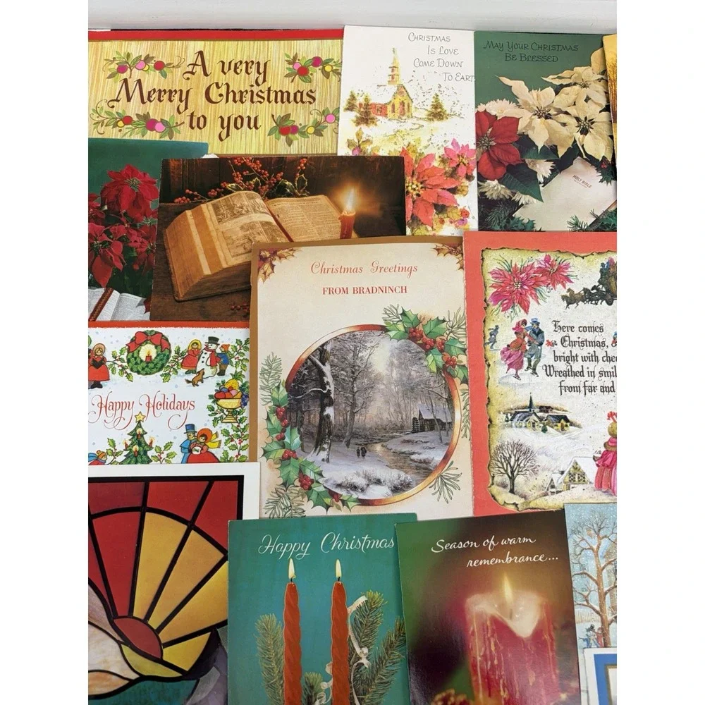 Vintage Christmas Cards Fronts ONLY Traditional Scrapbooking Decoupage Lot 50+